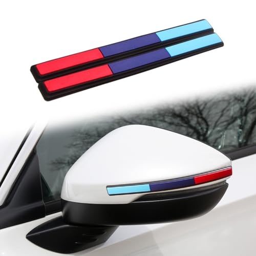 ramuel Car View Mirror Protector Strip, Front Corner Bumper Guard Protector Anti Collision Strips Sticker Auto Rubber Anti-Scratch Bumper Trim Universal (2PCS Blue Red)