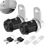 Jewkot Pack-2 Automobile Tubular Cam Lock, 7/8' CM1923-BK 42 Straight + 50 Bend Alloy Pin Lock Accessories, Heavy Duty Pin Tumbler Lock with Key, Universal for Most Cars Security Parts (Black)