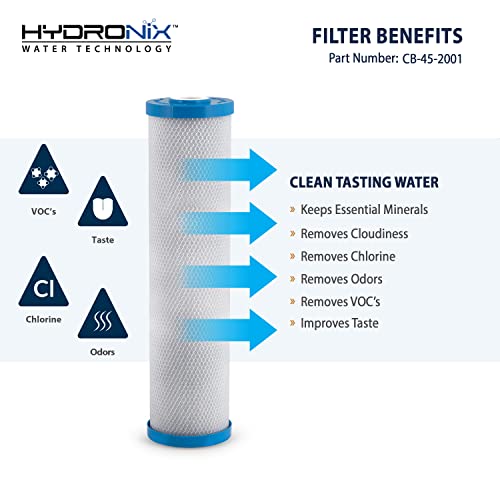 Hydronix Cb-45-2001 Whole House, Commercial & Industrial Nsf Coconut Carbon Block Water Filter, 4.5" X 20" - 1 Micron #TOP2