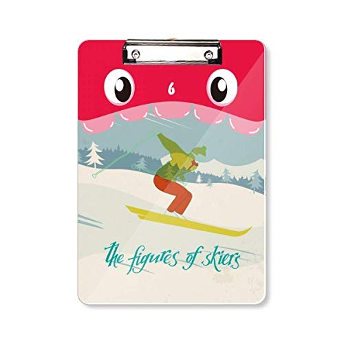 Porte-bloc planche de ski A4 et support écriture avec motif neige