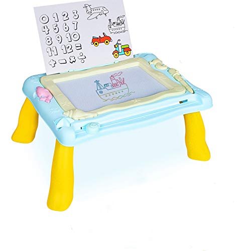 Magnetic Drawing Board with Multi-Colors Drawing Screen, Erasable Magnetic Drawing Sketch Board for Toddler Painting, Travel Gaming Pad Toy for Boys Girls 3 4 5 6, Preschool Kids Toy (Blue)