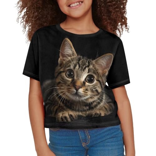 Image of Kids Crop Top Short Sleeve T-Shirts for Girls Size 5-14