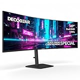 Deco Gear 49” Dual-QHD 5120×1440 1500R Curved Ultrawide Monitor, 120Hz HDR400, 1ms MPRT, FreeSync, USB-C 65W, PBP/PIP, KVM, Built-in Speakers, Ergonomic Height-Adjustable Stand