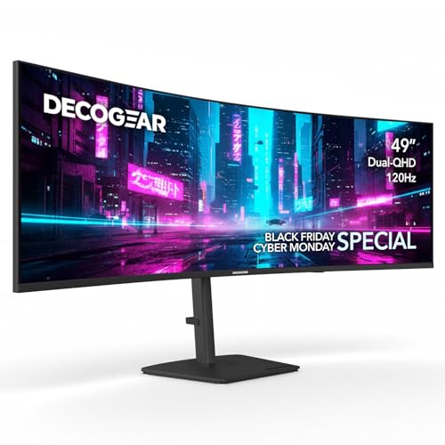 Deco Gear 49” Dual-QHD 5120×1440 1500R Curved Ultrawide Monitor, 120Hz