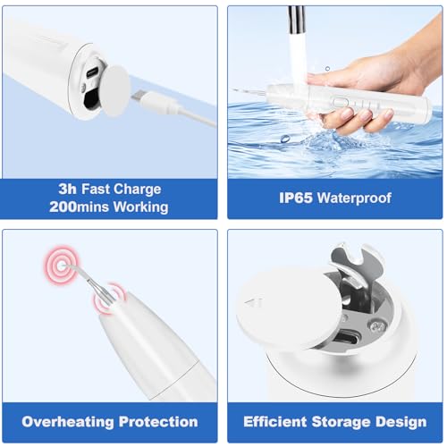 Image of Dog Tooth Brushing Kit, Dogs Teeth Cleaning Kit with Led Light, 3 Modes Doggie Plaque and Tartar Remover, Dental Care for Cat,Low Noise Ultrasonic Dog Teeth Cleaner,Cloud White