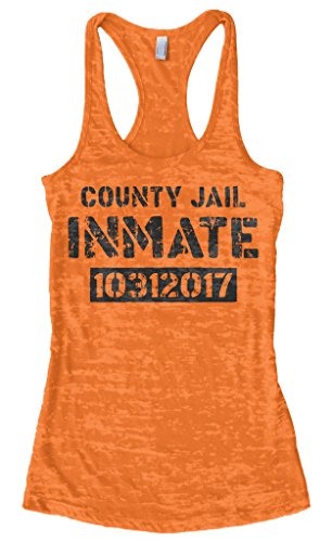 Threadrock Women's County Jail Inmate Halloween Burnout Racerback Tank Top L Orange #TOP18
