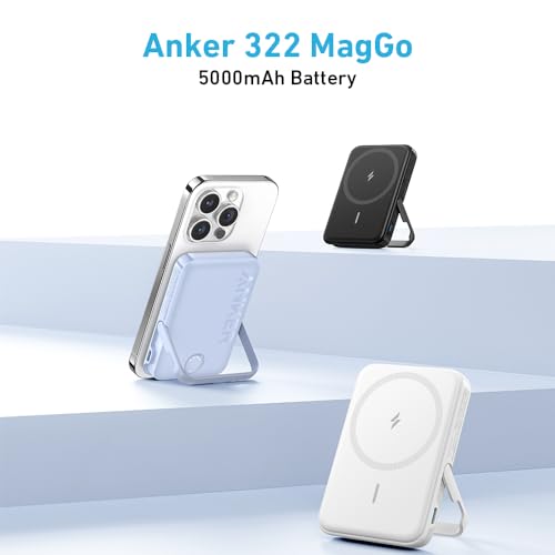 Anker 322 Magnetic Wireless Power Bank (MagGo), 5,000 mAh, with 12W USB C Output, with Mobile Stand, Compatible with iPhone15/15+/15 pro/15 pro max/ 14/13/12 & Android Series - White - Image 4