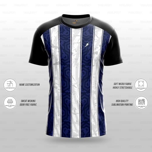 Image of YOURJERSEY Custom Sports Jersey for Men Personalised Cricket /Football /Badminton T-Shirt Customise Name, Dry-Fit Fabric Sizes 2Y-4XL Custom T-Shirt