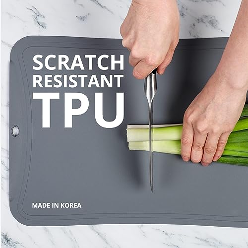 Blue Ginkgo TPU Tabla de Cortar, Mediana, Fabricada en Corea, Gris Oscuro | Flexible y Duradera miniatura 2