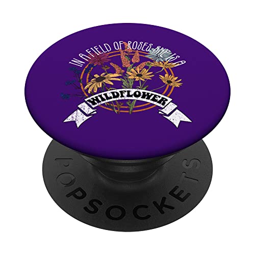 En un campo de rosas ella es una flor silvestre Vintage Boho Flores PopSockets PopGrip Intercambiable
