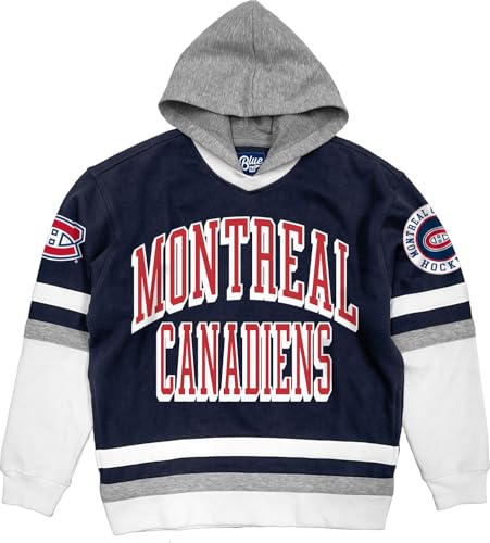 Blue 84 Montreal Canadiens NHL Officially Licensed Hockey Hooded Sweatshirt Twill Embroidery, Medium Team Color