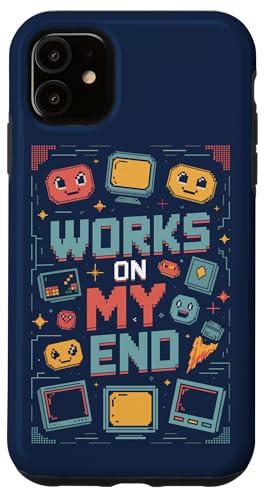 Works on My End ? Programmer Funny PC Error Retro Graphic �X�}�z�P�[�X iPhone 11 �p