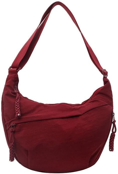 Image of Crescent Crossbody Bag for Women, Nylon Shoulder Tote Handbag with Adjustable Strap, Lightweight Dumpling Sling Bag for Casual Outings, Travel & Everyday Use