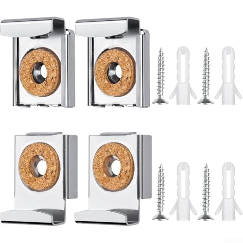 Vasiumic Kit di montaggio a parete per specchio in metallo con clip a molla, clip a costine e cuscinetti in sughero, set di ferramenta per appendere specchi, quadri e placche decorative