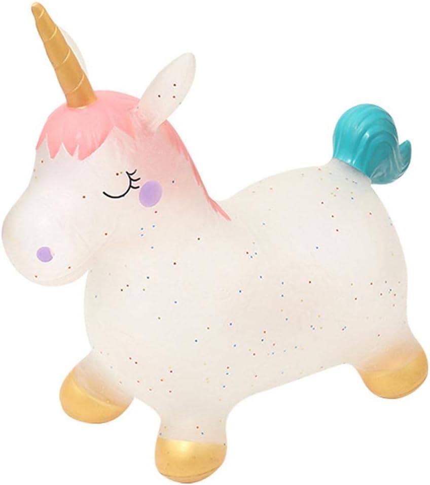 Unicorn Toy , Unicorn Hopper Horse Hopper Bouncy Inflatable Animal Ride-on Toy with Pump Gifts For Children for Ages 3 Year and Up - Incl. Pump, Transparent Color
