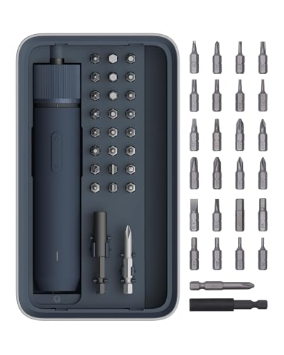HOTO - Kit de tournevis électrique sans fil magnétique avec 25 embouts, éclairage LED, 3 niveaux de couple (1,5/3/4 N.m), recharge USB-C, pour la...