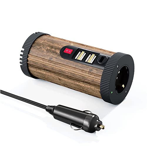 ERAYAK 200W Convertisseur 12v 220v Transformateur 12v 230v Allume Cigare Onduleur avec 1 Prise et 4 Chargeur Voiture USB