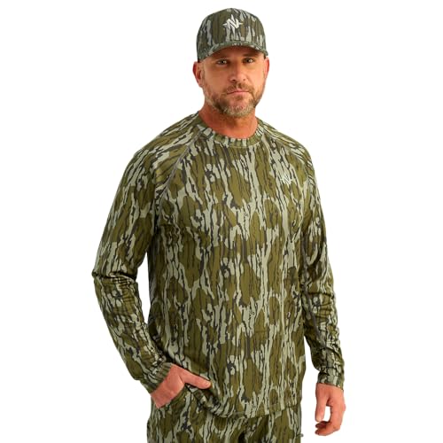 Nomad Men's Standard Mirage Short Sleeve Crew, Performance Hunting Shirt, Mossy Oak Bottomland