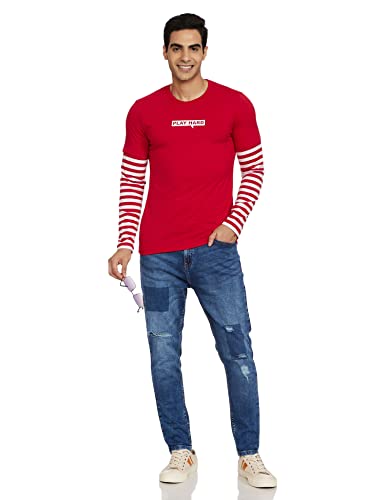 Image of Max Men Cotton Striped Ultra Slim Fit T-Shirt