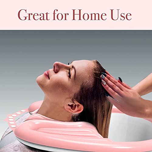 Image of Overa Inflatable Portable Hairwash Basin Home Salon Bundle with Hair Bonnet for Washing, Cutting and Styling Hair at Home in Bed or in Chair Perfect for Elderly, Injured and Pregnant Women