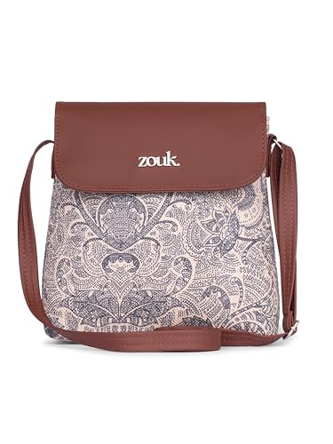 Image of ZOUK Flap Sling Bag | Crossbody Bags for Women | Women's Handbags | Stylish | Vegan Leather Evening Bag | Travel & Office Use | Purse and Wallet | Colaba Shirin Print