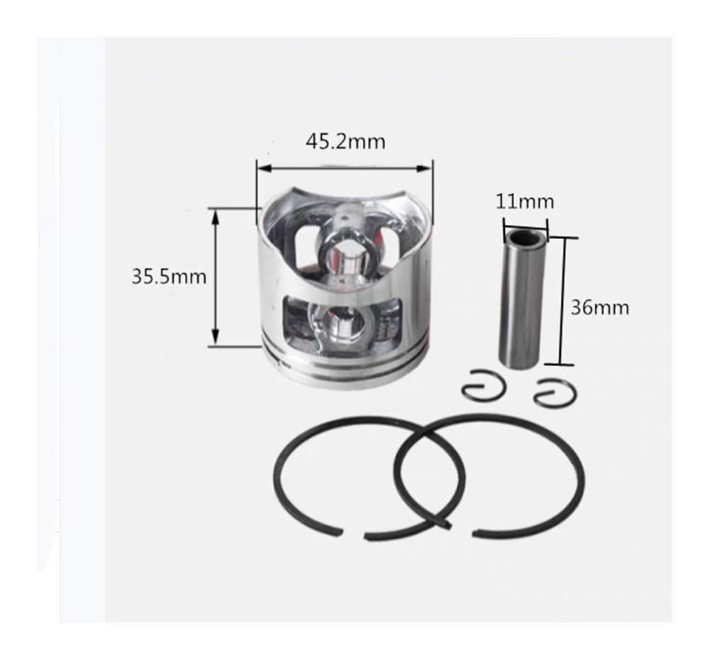 Kit de pistón de Motosierra de 45,2 mm, Compatible con Motor de Cilindro G5800 de 58 CC con Pasador, Anillos de retención y Piezas de Repuesto.