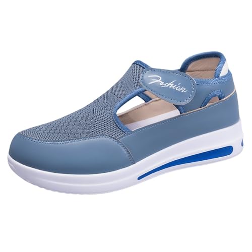 Generiska sommarfritidsskor dam platåsneakers promenadskor – Slip On ventilerande sneakers damskor kilklack joggingskor sommarskor lätta sportskor – 36–41 EU, blå, 38 EU