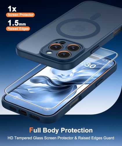 Image of FNTCASE for iPhone 16 Pro-Max Case: Translucent Blue Fit for MagSafe
