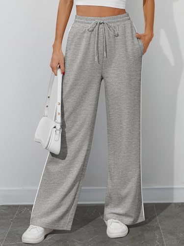 ATHMILE Womens Wide Leg Sweatpants Baggy Sweat Pants with Pockets High Waisted Track Drawstring Fashion Joggers4