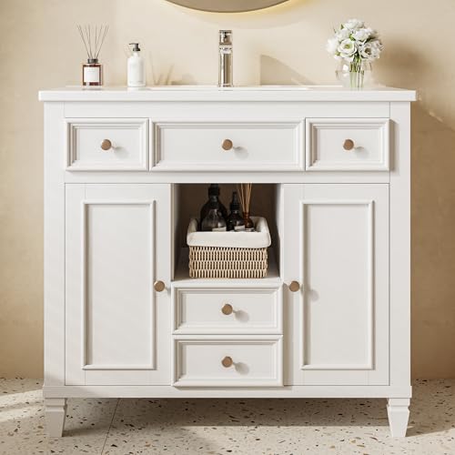 LIKIMIO 36" Bathroom Vanity with Ceramic Sink & Storage