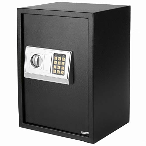 Business Security Keypad Lock Electronic Digital Steel Safe Black Box & Silver Gray - Security Home Safe, Sturdy Construction, Safe Box Security Case Lock Box for Office Home Hotel