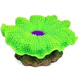 STUWU Teppichanemone Aquarium Deko 18 cm fluoreszierend – leuchtende Kunstanemone für Süßwasser & Meerwasser – naturgetreue Aquariendekoration mit Korallenoptik