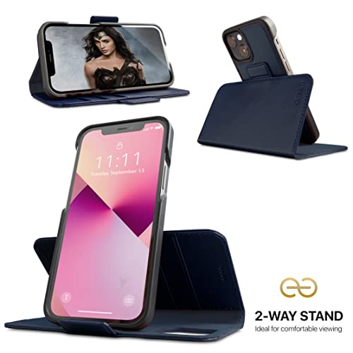 Image of dreem Fibonacci Compatible with iPhone 13 Wallet case / 2-in-1 Shockproof case and Detachable Vegan Leather Folio, MagSafe Compatible, RFID Protection [Royal]