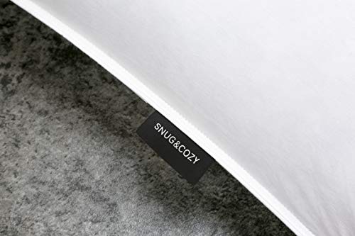 Snug&Cozy Grey Goose Feather Down Pillow For Sleeping(2 Pack)- Standard/Queen Size(20In×28In), Goose Feather&Down Filling, 100% Cotton Cover, 100% Down Proof, Machine Wash, White #TOP2