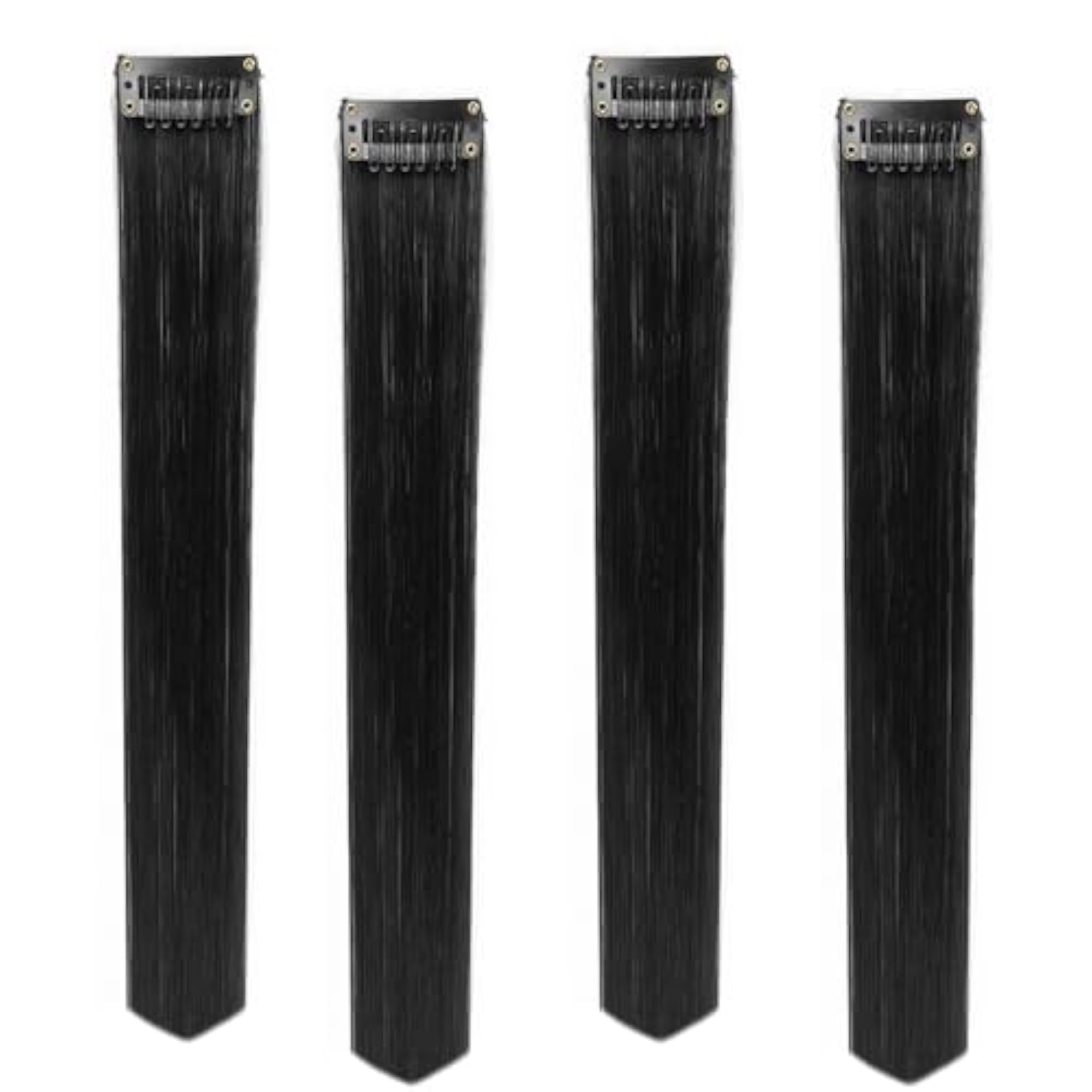 Black Hair Extensions 22 inches, Pack of 4 Clip-Based