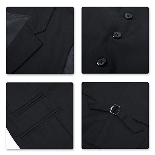 YOUTHUP Mode Gilet Single-Breasted Costume Veste Homme Slim Fit sans Manches Elégant pour Business Formel,Noir,XS - Image 6