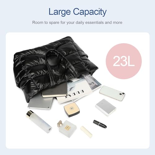 Y.U.M.C. Quilted Puffer Tote Bag for Women- Stylish Multi-Way Carrying Shoulder Bag with Laptop Compartment4