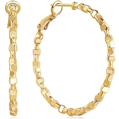 Gold Hoop Earrings 14K Jewelry for Womens Earrings Modish Hoops Earring Gold Earring Hoops Thick Chunky 40mm