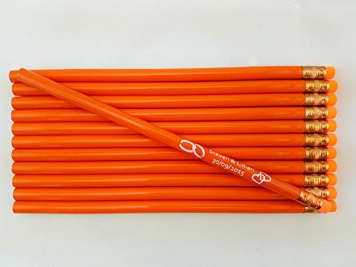 Lápices personalizados naranja con borrador naranja 12 unidades miniatura 3