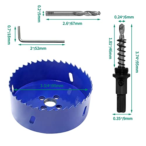 Image of Luomorgo 95mm /3 3 /4 inch Hole Saw, 1 1 /4 inch Cutting Depth | HSS Bi-Metal, For Wood Cornhole Boards, For Plastic Drywall, For Metal Sheet