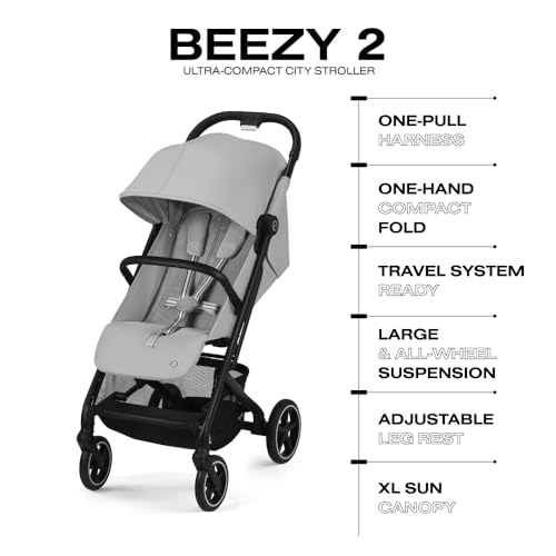 Image of CYBEX Beezy 2 Compact and Lightweight Travel Stroller - Compatible with CYBEX Car Seats, Fog Grey