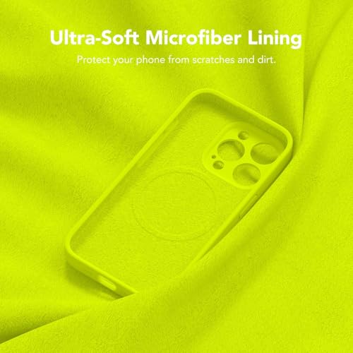Image of Magnetic for iPhone 15 Pro Case, Compatible with MagSafe, [Full Camera Protection] [Screen Protector] Silicone Shockproof Protective Phone Case for iPhone 15 Pro 6.1 inch, Fluorescent Green