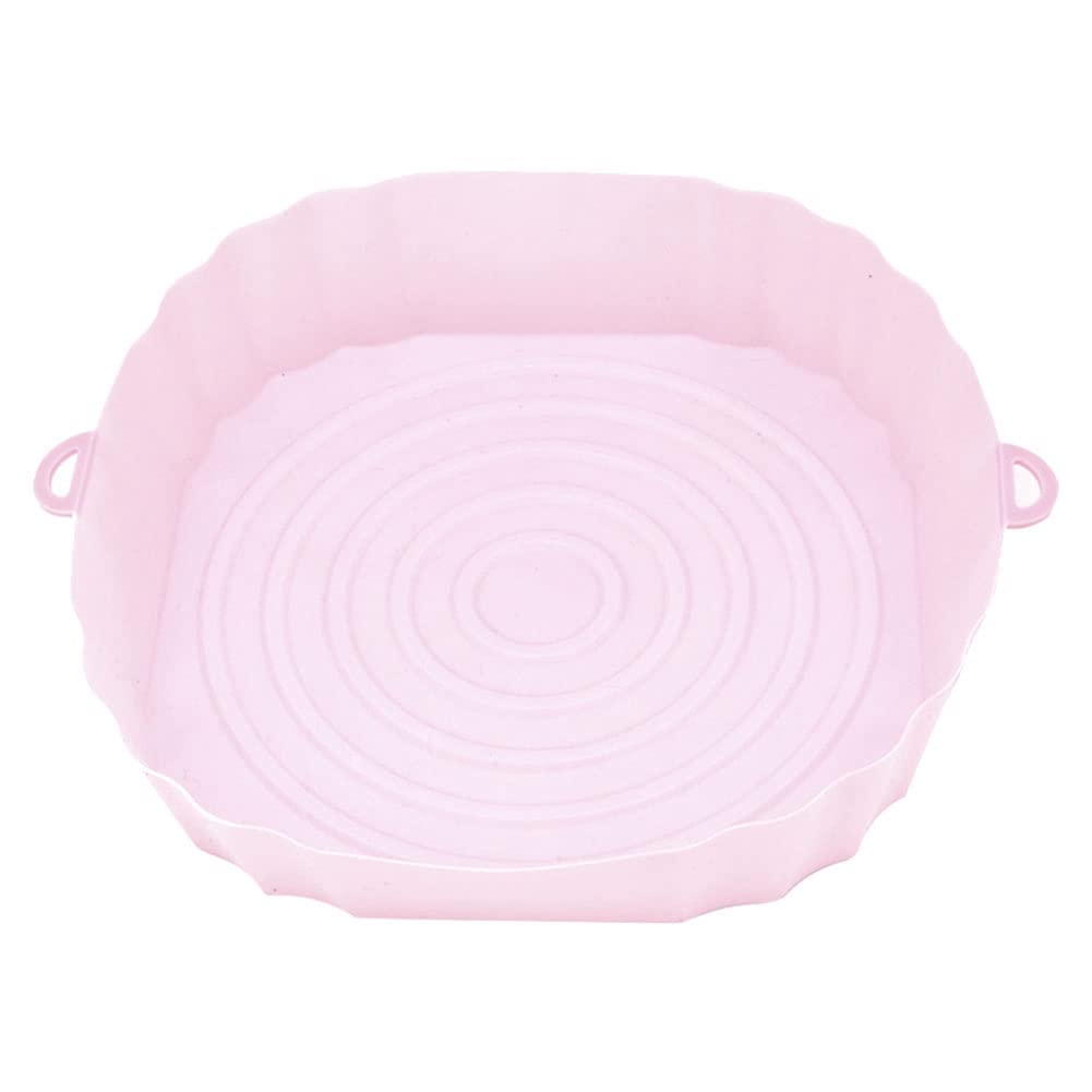 CTRLZS 20Cm Air Fryers Oven Baking Tray Fried Chicken Basket Mat AirFryer Silicone Pot Round Replacemen Grill Pan Pink