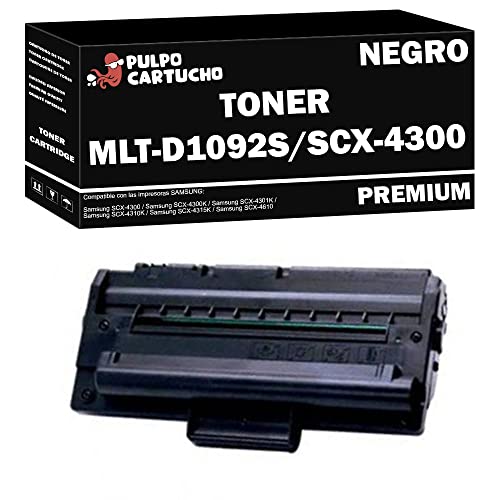 Pulpo Cartucho  Toner MLT D1092S / SCX 4300 Negro Compatible con Samsung SU790A   Remanufacturado Valido para Impresoras Samsung SCX 4300 / SCX 4300K / SCX 4301K / SCX 4310K / SCX 4315K / SCX 4610