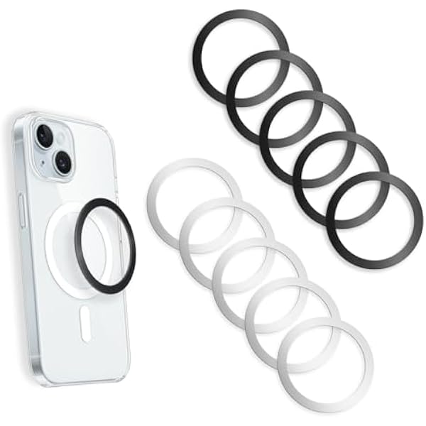 10 sztuk naklejek z metalowymi pierścieniami, samoprzylepne, metalowe płytki, kompatybilne z ładowarką magnetyczną, pierścień magnetyczny, pierścień na telefon komórkowy do samochodu, uchwyt