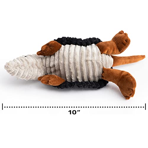 Image of Hollypet Plush Dog Squeaky Toy Stuffed Armadillo Animal Pet Puppy Chew Toys with Clean Teeth for Small Medium Large All Breed Sizes Dogs, Black, 8 in