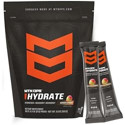 MTN OPS Hydrate Sugar Free Electrolyte Packets, Rainbow Sherbet | 1,000mg+ Electrolytes for Enhanced Hydration, Recovery and Recharging, Great for On-The-Go