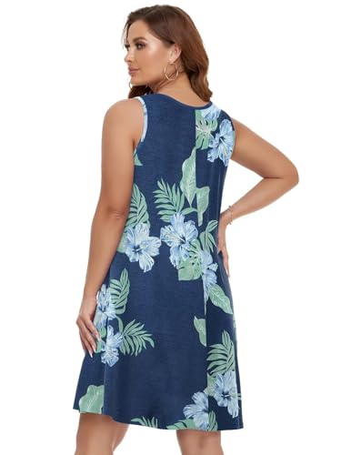 Image of BELAROI Summer Dresses for Women Beach Tshirt Sundress V Neck Casual Swing Tank Dress Swimsuit Cover Ups Pockets