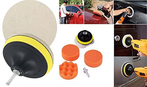 Image of DIY Crafts 1 Kit, 8 Pcs Kit, 3 inch inch Car Cleaning Felt & Wool Pad Foam Polishing Waxing Pad Kits Buffing Polishing Wheel Sponge Wool Buffing Pad (1 Kit, 8 Pcs Kit)