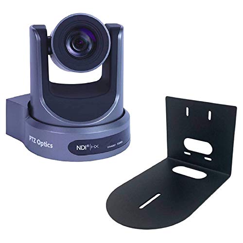 PTZOptics NDI Broadcast and Conference Camera+ Wall Mount Bracket (30X Zoom, Grey)